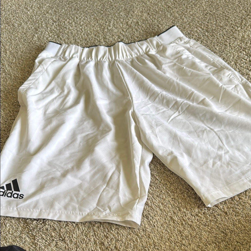 Adidas White Athletic Shorts with Trefoil Logo